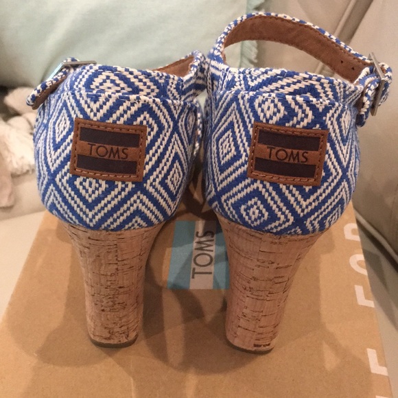TOMS Strappy Wedge Ink Woven Diamond - Picture 5 of 7